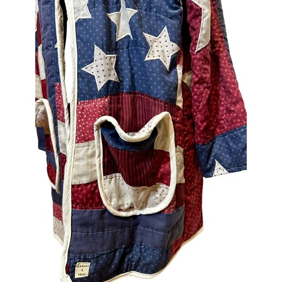 Handmade Patriotic Quilt Coat USA Flag Patchwork Hooded Jacket | Heirloom & Hem - Picture 3 of 8